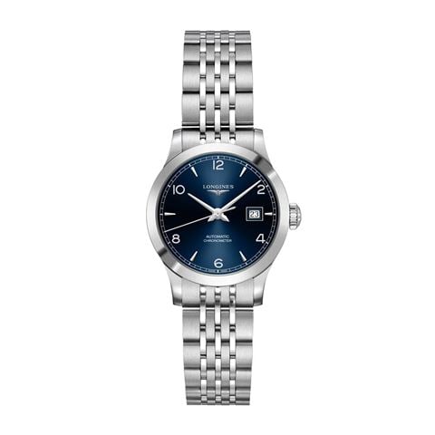 Longines - Record Auto. Watch S.Steel w/Blue Sunray Dial 30mm L23214966