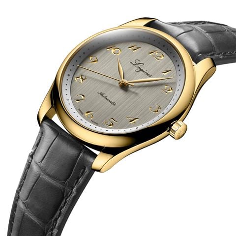 Longines - Master Auto. Watch 18k Yellow Gold w/Grey Vertical Brushed Dial 40mm
