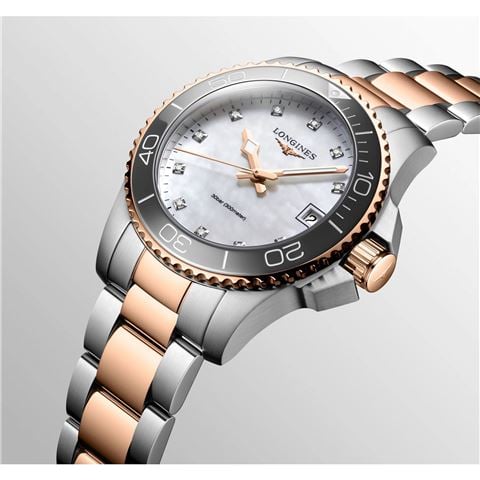 Longines - Hydroconquest Quartz Watch S.Steel/PVD  w/Diamonds 32mm L33703896