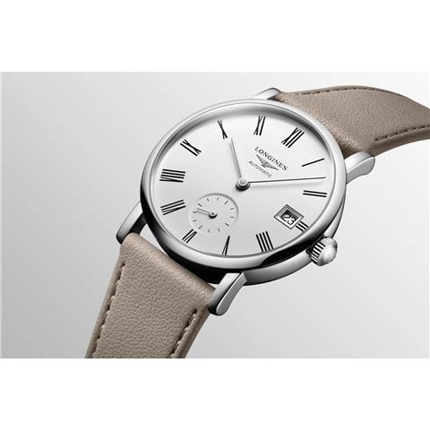 Longines - Elegant Auto. Watch S.Steel w/White Matt Dial 34.5mm L43124112