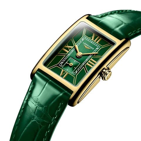 Longines - Dolcevita Quartz Watch 18k Yellow Gold w/Green Sunray Dial 20.5x32mm