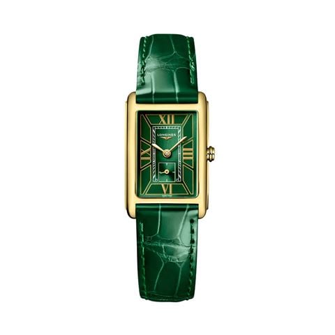 Longines - Dolcevita Quartz Watch 18k Yellow Gold w/Green Sunray Dial 20.5x32mm