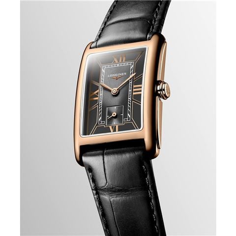 Longines - Dolcevita Quartz Watch 18k Rose Gold w/Black Sector Dial 23.3x37mm