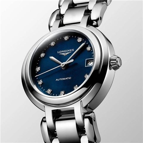 Longines - Primaluna Auto. Watch S.Steel Blue M.O.P Dial w/Diamonds 26.5mm