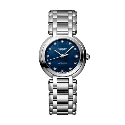 Longines - Primaluna Auto. Watch S.Steel Blue M.O.P Dial w/Diamonds 26.5mm