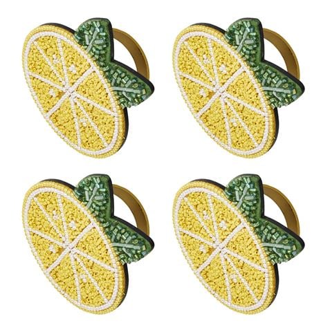 Porto Limone Beaded Napkin Ring Set 4pce - Peter's of Kensington