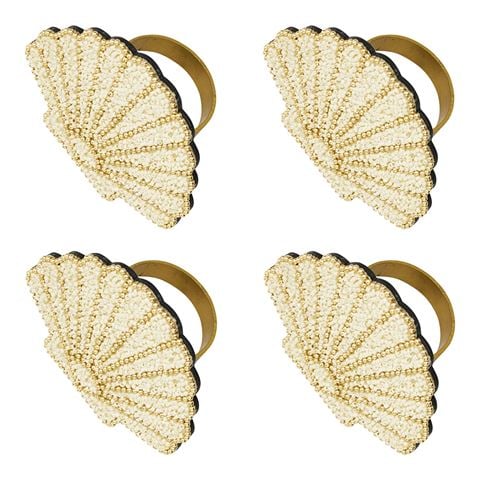 Porto Nautilus Beaded Napkin Ring Set 4pce - Peter's of Kensington