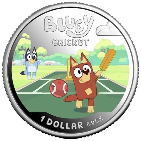 Royal Australian Mint 2027 $1 Coloured Silver Proof Coin Bluey Cricket - Peter's of Kensington