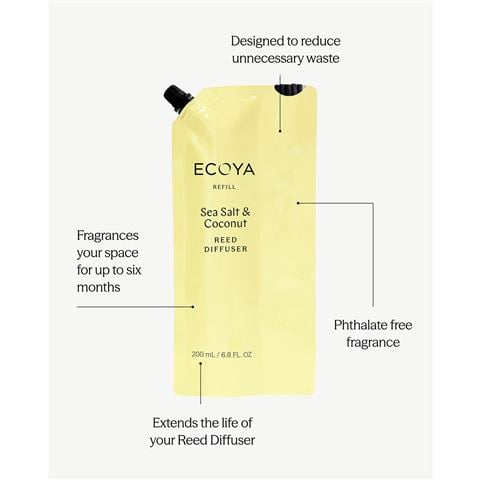 Ecoya - Sea Salt & Coconut Reed Diffuser Refill 200ml