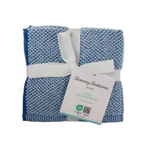 Tommy Bahama - Washed Pebble Face Washer Chambray/French Blue Set 4pce