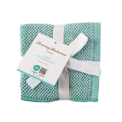 Tommy Bahama - Washed Pebble Face Washer Ice Blue/Aqua Set 4pce
