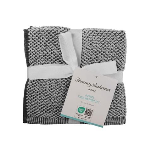 Tommy Bahama - Washed Pebble Face Washer White/Graphite Set 4pce