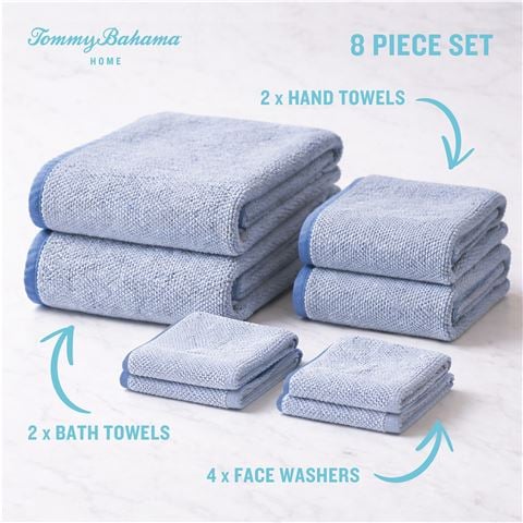 Tommy Bahama - Washed Pebble Towel Chambray/French Blue Set 8pce