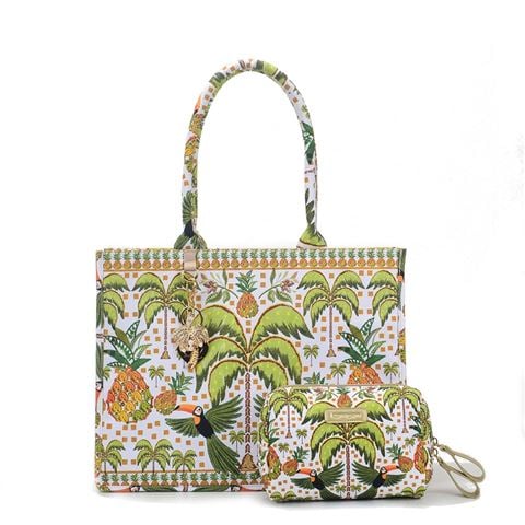 White Lotus - Queen of Hearts Book Tote Hawaiian Tribal w/Cosmetic Pouch