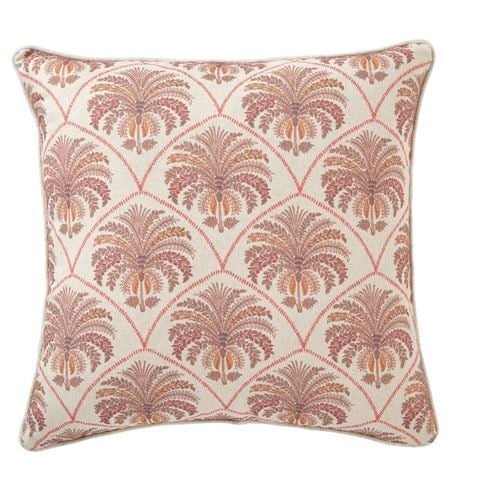Paloma Saffron Palm Cushion Rosewood 50x50cm - Peter's of Kensington