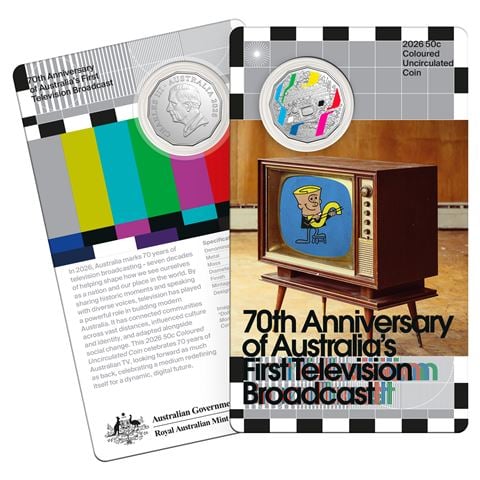 Royal Australian Mint - 2026 50c Uncir Colour Coin 70th Anniversary First Television Broadcast