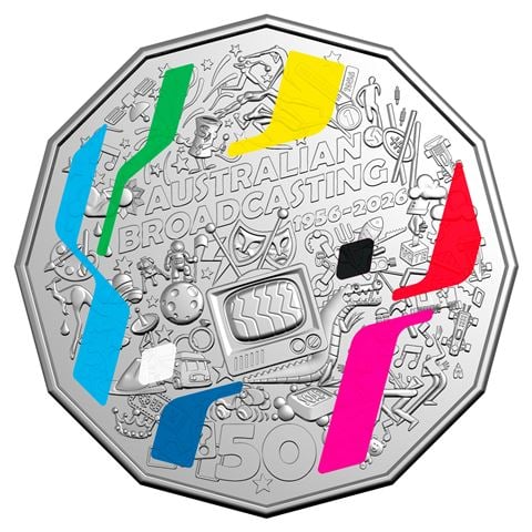 Royal Australian Mint - 2026 50c Uncir Colour Coin 70th Anniversary First Television Broadcast