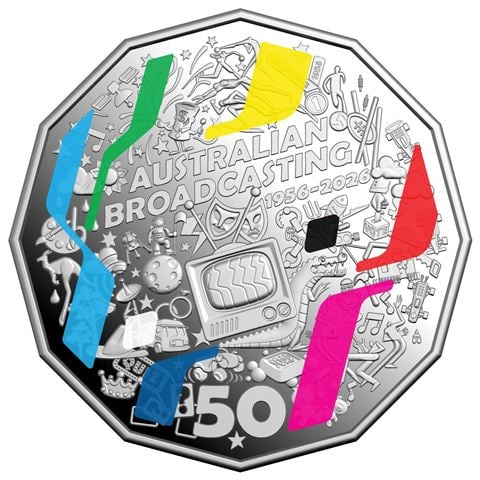 Royal Australian Mint 2026 50c Proof Colour Coin 70th Anniversary First Television Broadcast - Peter's of Kensington