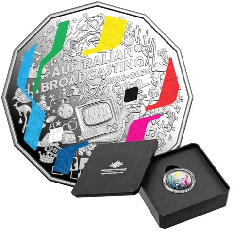 Royal Australian Mint 2026 50c Proof Colour Coin 70th Anniversary First Television Broadcast - Peter's of Kensington