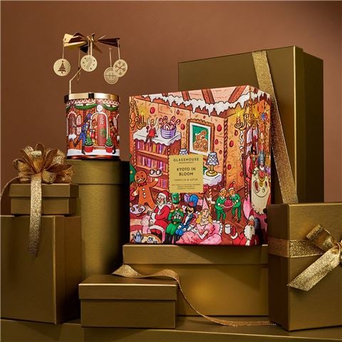 Glasshouse - Kyoto In Bloom 380g Candle with Spinning Carousel Gift Set