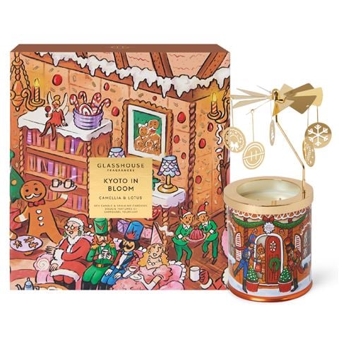Glasshouse - Kyoto In Bloom 380g Candle with Spinning Carousel Gift Set