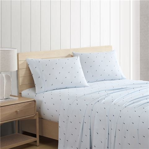 Nautica - Boat Stripe Washed Sheet Set Navy Queen 4pce