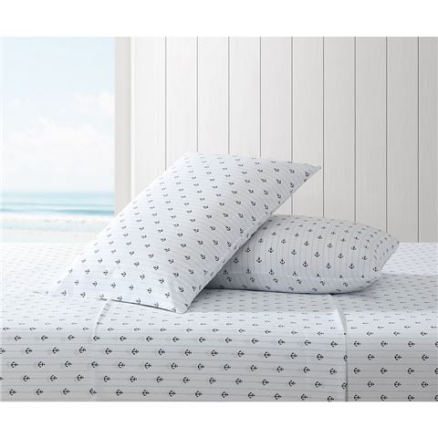 Nautica - Anchor Drop Washed Sheet Set Blue King 4pce