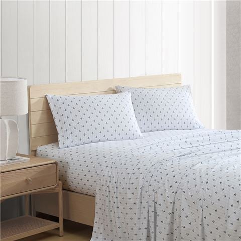 Nautica - Anchor Drop Washed Sheet Set Blue King 4pce