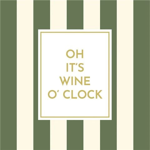 Paper Products - Wine O'Clock w/Green Stripes Lunch Napkin Set 20pce