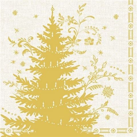 IHR Splendid Christmas Tree Lunch Napkins Cream & Gold Set 20pce - Peter's of Kensington