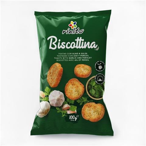 Rialto Biscottinas Mini Toasts Garlic & Parsley 100g - Peter's of Kensington