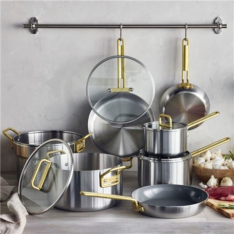 Greenpan - Stanley Tucci Ceramic Non-Stick Stainless Steel Cookware Set 11pce