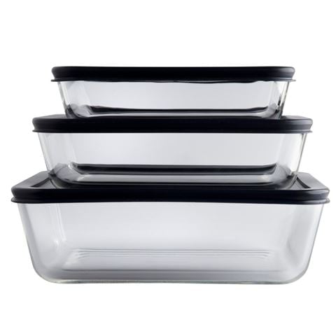Pyrex - Simply Store Rectangle Storage w/Blue Lid Set 3pce