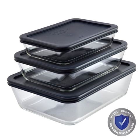 Pyrex - Simply Store Rectangle Storage w/Blue Lid Set 3pce