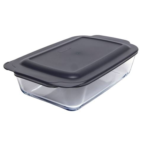 Pyrex - Deep Dish Rectangle Baker w/Blue Lid 4.7L