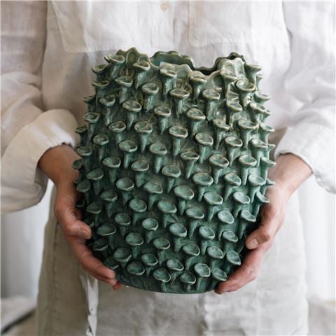 Mode Cres Vase Reac Green 28cm - Peter's of Kensington
