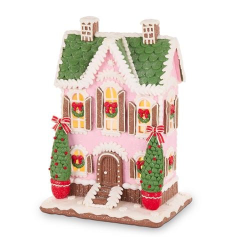 Raz - Sugar & Spice Lighted Gingerbread Cottage 32cm