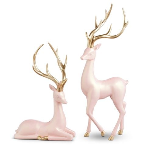 Raz Nutcracker Suite Pink Pearlescent Deer Set 2pce 32.5cm-45cm - Peter's of Kensington