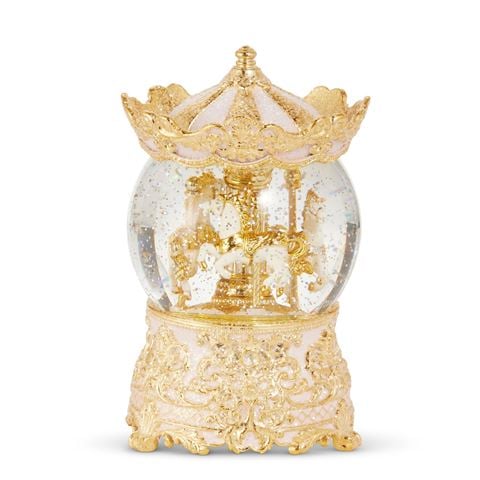 Raz Nutcracker Suite Gold Carousel Horse Lighted Water Globe 20.5cm - Peter's of Kensington