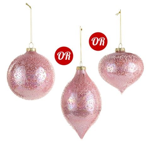 Raz - Nutcracker Suite Light Pink Beaded Ornament Assorted 10cm-15cm
