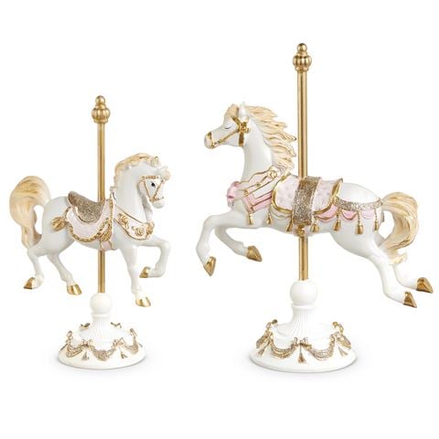 Raz Nutcracker Suite Carousel Horse Set 2pce 27.5cm - Peter's of Kensington