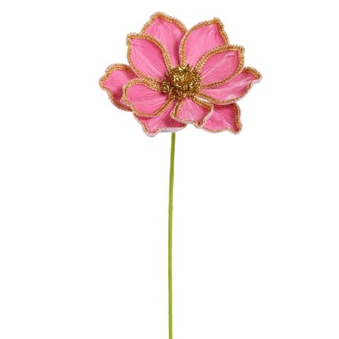 Raz - Nutcracker Suite Pink Velvet Magnolia Stem 53.5cm