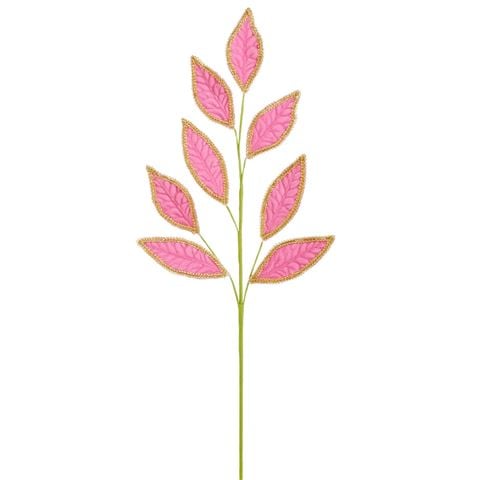 Raz Nutcracker Suite Pink Velvet Leaf Spray 75cm - Peter's of Kensington