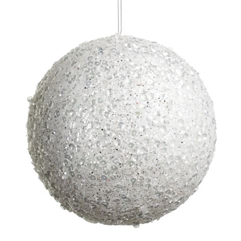 Raz - Northern Lights White Iced Ball Ornament 12.5cm