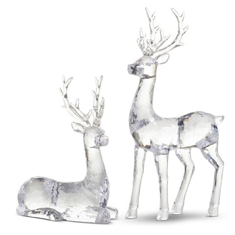 Raz Northern Lights Clear Sculpted Acrylic Deer Set 2pce 26.5cm/39.5cm - Peter's of Kensington