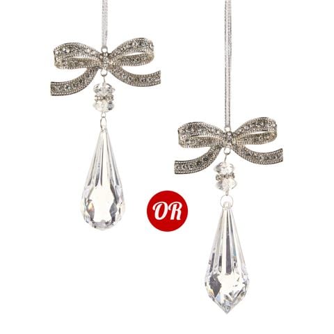 Raz Northern Lights Jeweled Bow with Crystal Drop Ornament Assorted 11.5cm - Peter's of Kensington