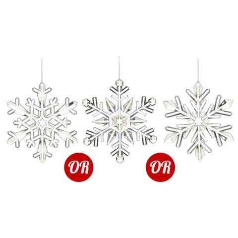 Raz Northern Lights Clear Acrylic Snowflake Ornament Assorted 23cm - Peter's of Kensington