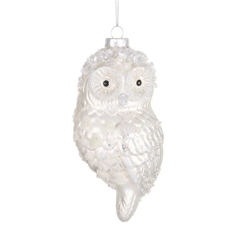 Raz - Northern Lights White Owl Ornament 12.5cm