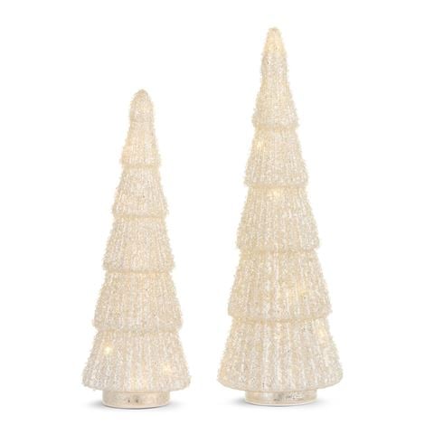 Raz - Northern Lights Lighted Champagne Glitter Tree Set 2pce 30.5cm/36cm