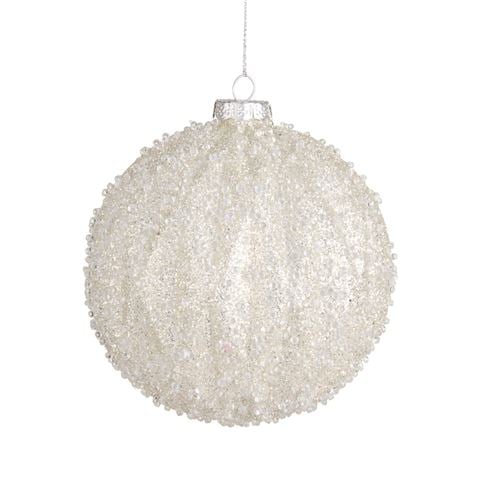 Raz - Northern Lights White Sugared Ball Ornament 12.5cm
